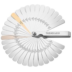 Feeler Gauge Set Stainless Steel Thickness Gauge 32 Blades 0.04-0.88 mm (0.0015-0.035 Inch) Dual Marked Metric and Imperial Measuring Tools for Measuring Gap Widths and Thicknesses