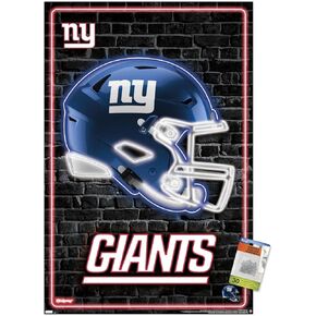 Trends International NFL New York Giants - Neon Helmet 23 Wall Poster, 22.37" x 34.00", Poster & Push Pin Bundle
