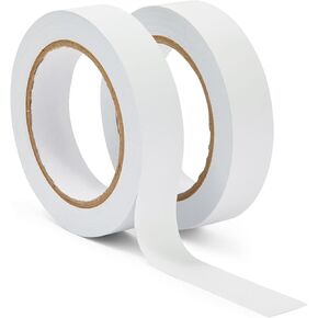 شريطان مقلمان من الفينيل، شريط أرضي لصالة الألعاب الرياضية مقاس 2.54 سم × 36 ياردة لوضع علامات على المركبات وخطوط شبكة المستودعات ومواقع البناء (0.16 مم، أبيض) in Kuwait