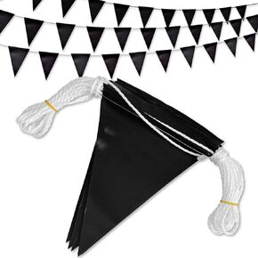 Black Pennant Banner Flags | OSHA 500lb Rated | Strand Fade Resistant 【102FT】