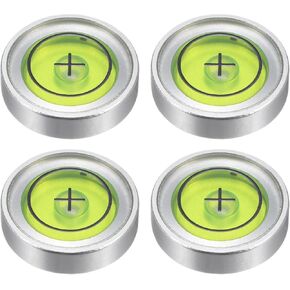 HARFINGTON 4pcs Round Bubble Level 14.5x3.8mm Mini Circular Bullseye Spirit Levels for Leveling Camera Tripod Telescope Workshop Turntable Pictures Frame, Silver Green