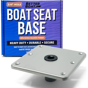 Boat Seat Pedestal Base Plate Boat Seat Base Aluminum Boat Seat Mount 7" x 7" Jon Boat Seat Pedestal or Fishing Boat Pedestal Seat for Threaded or Unthreaded Boat Seat Post Pole Swivel Boat Chair