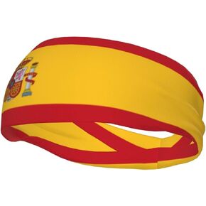 Spain Flag Headbands for Women Men Spain Sweatband Sports Headband for Running, Cycling, Yoga Gym, Working Out
