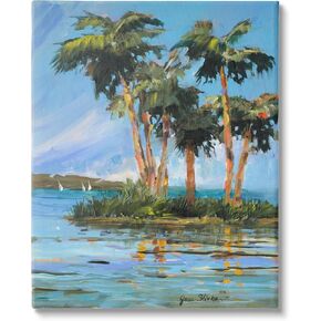 Stupell Industries Palm Island Painting Canvas Wall Art Design by Jane Slivka
