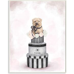 Stupell Industries Fashion Dog Box Stack Pink Painting, Design by Artist Ziwei Li Wall Art, 10 x 15, Wood Plaque