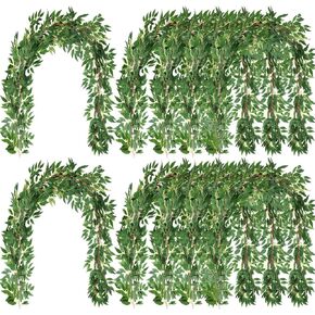 Yunlly 135ft Artificial Faux Greenery Garland Willow Leaves Vines Hanging Willow Vines Leaf Garland for Indoor/Outdoor Wedding Party Decor Wedding Table Centerpieces (Green,36 Pack)