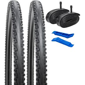 YUNSCM 26" Bike Tires 26x1.75/47-559 and 26" Heavy Duty Bike Tubes Schrader Valve Compatible with 26 x 1.50 26 x 1.75 26 x 1.90 26 x1.95 Bike Bicycle Tires and Tubes (P-173)