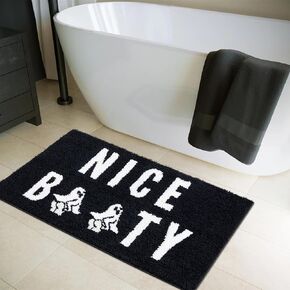 RoomTalks Funny Halloween Bath Mat for Bathroom Non Slip Washable Minimalist Nice Booty Black Gothic Halloween Bath Rug 20’’W x 32’’L Microfiber Shaggy Absorbent Spooky Ghost Bathroom Rug Mat