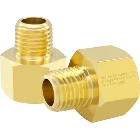 Hooshing 2PCS Brass Pipe Fitting 1/2" NPT Female to 3/8" Male NPT Reducer Adapter, Not Compatible with Compression Size