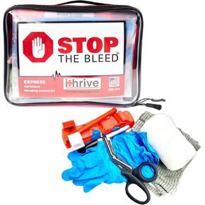 iThrive Express Bleeding Control Kit - Patent Pending First Aid Kit - Easy-to-Use Emergency Kit with Official Stop The Bleed License - Trauma Kit Assembled in USA by Veterans - Emergency Supplies