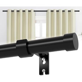 180 inch Curtain Rods, 1" Heavy Duty White Curtain Rod for Outdoor Pato, Living Room, Bedroom, Metal Modern Curtain Pole with End Caps, 10 to 15 ft Drapery Rod Set with Brackets