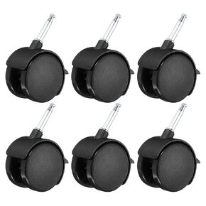 8 Pack Swivel Casters - 360 Degree Threaded Stem Mount Wear-Resistant Cart Wheels with Brake, Apply to Furniture Workbench Chair (1 Inch, Black)