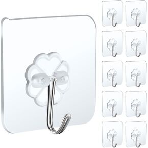 40 Packs Self Adhesive Wall Hooks Heavy Duty 22lb(Max), Waterproof Transparent Wall Hooks for Hanging Wall Hangers Sticky Hooks for Door Bathroom Shower Kitchen Outdoor Utility Hooks Hanger