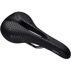 Terry Fly Carbon Mountain Bicycle Saddle - Bicycle Seat for Men - Flexible & Comfortable - Lightweight, Low Profile, Flat Top - Black Leather