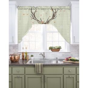 Horror Halloween Swag Kitchen Curtain Sets with Valance,3 Pieces Rod Pocket Curtain Drapes for Bedroom Bathroom Cafe Windows,Skull Pumpkin Bat Berry Purple Orange 56''x36''&24''x27.5''x2Panels