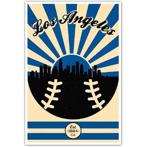 Los Angeles Dodgers Vintage Baseball Poster (12x18) Vintage Sports Decor Unframed Wall Art Print Poster Home Decor Premium baseball bedroom decor man cave decor baseball poster vintage sport decor