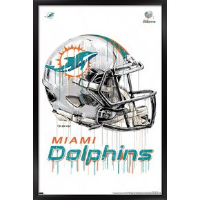 Trends International NFL Miami Dolphins - Drip Helmet 20 Wall Poster, 14.725" x 22.375", Black Framed Version