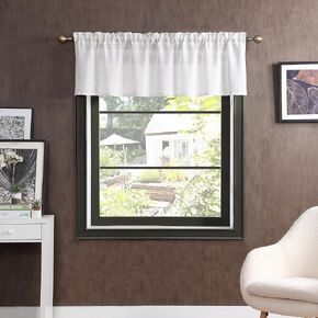 Easy Home Mordern Solid Woven Linen Sheer Valance Curtain for Kitchen, Living Room, Bedroom, Rod Pocket, semi Sheer Curtain. Light Filtering for Office Kids Room, Nursery,1 Panel (54"X18)