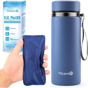 Gel Ice Packs for Injuries Reusable with Insulated Bottle - 4X Instant Cold Packs for Injuries 6.70"x3.15" - Medical Grade Gel Ice Packs - Reusable Soft Ice Pack, Gel Ice Pack for Injuries & Surgery