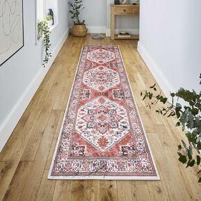 Chair Mat for Hardwood Floor with Non-Slip Backing for Living Room, Bedroom, Kitchen, Printed Home Office Rugs for Rolling Chairs Stain-Resistant Washable Utility Rug (Pink, 4' x 5')