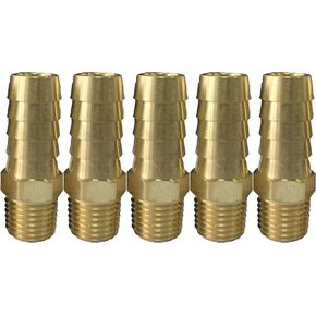 Generic Brass Fittings,1/2" Hose ID x 1/4" Male NPT Hose Barb To Male Pipe(pack of 5).