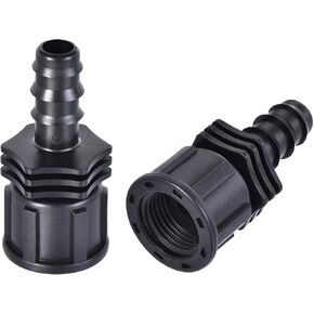 uxcell ABS Hose Barb Fitting Coupler, 13mm Barb x G1/2 Female Thread Pipe Adapter, Black 2Pcs
