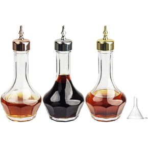 Bitters Bottle Set of 3, Glass Dasher Bottle 1.7oz, Decorative Professional Bar Tool for Cocktail Great for Bartender Home Bar Restaurant with Alloy Cap