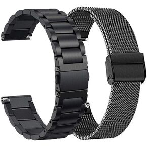 ViCRiOR Compatible with Amazfit GTS 4 Mini/GTS 4 / GTS 3/ GTS 2/ GTS 2 Mini/GTS 2e/ GTS Bands, 2 Pack Stainless Steel Mesh Strap Bracelet Replacement for Amazfit Bip/Bip 3 Pro/Bip U Pro Man Women