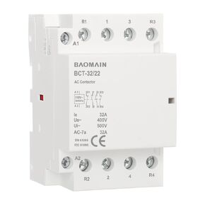 Baomain AC Contactor 32A 4 Pole 2NO 2NC Universal Circuit Control 35mm DIN Rail Mount CE Listed BCT-32/22 (AC 110V)