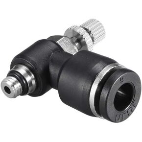 uxcell Push to Connect Air Flow Control Valve,Elbow,6mm OD x M5 Male Thread,Pneumatic Flow Speed Controller Valve,Black 5pcs
