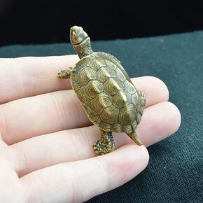 TEAMWILL 1PC Brass Vintage Turtle Figurine Statue Home Ornaments Animal Figurines Gift US