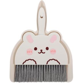 VOSAREA Mini Dustpan and Brush Set Small Broom and Dustpan Cleaning Set Hand Whisk Broom Set Portable Table Top Brush Set Dining Table Crumb Sweeper Cleaning Tools for Office White