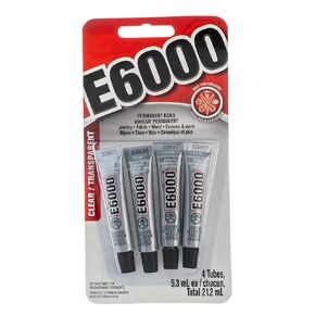 E-6000 Glue Mini Tubes | Industrial Strength Adhesive for Crafts | E6000 Glue with Precision Tip | Multi-Purpose Transparent Glue | Pack of 4 | 21.2ml (4X 5.3ml)