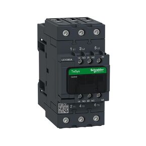 Schneider Electric - LC1D65AB7 - IEC contactor, TeSys Deca, nonreversing, 65A, 40HP at 480VAC, up to 100kA SCCR, 3 phase, 3 NO, 24VAC 50/60Hz coil, open