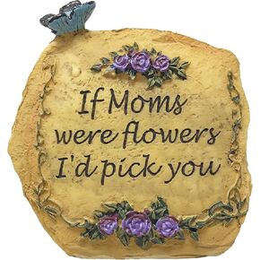 BANBERRY DESIGNS Mom Message Rock - Butterflies & Flowers Decorations and Mom Poem - Christmas Mother's Day Birthday 3 1/2" H