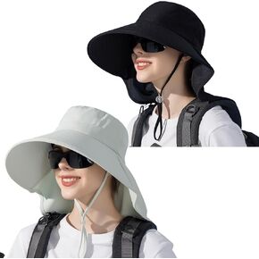Sun Hat for Women with Neck Flap Ponytail Hole Women Sun Hat Rollable UV Protection Fishing Hat Wide Brim UPF 50+