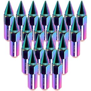 cciyu Set of 20 M12x1.5 Steel Spikes Lug Nut, Neo Chrome M12X1.5 Wheels Closed End Nuts Replacement for 2000-2008 for BMW Series for 1994-1996 for Toyota Camry