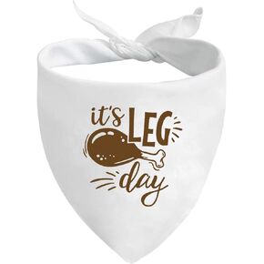 JXGZSO 1 Piece Cute Fall Dog Bandana It’s Leg Day Funny Thanksgiving Dog Bandana Turkey Dog Bandana (Leg Day Dog)