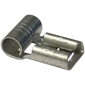 100 Pcs Non-Insulated Electrical Wire Connector - 12-10 AWG Gauge .250 (1/4") Flag Quick Disconnect Terminal Wire Crimp Connector - Made in USA