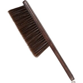 Woooden Hand Whisk Broom Brush Small Hand Broom Dust Brush with Wood Handle Soft Bristle Broom for Couch Car Fireplace Bed (Black)