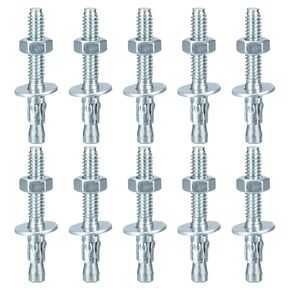 3/8" x 3-1/2" Wedge Anchors - 25Pack - Good for Cement and Concrete Wall - Carbon Steel Zinc Plated Screw Bolt Nut Expansion Tube Fasteners