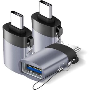 USB C to USB Adapter, USB C Male to USB 3.0 Female Adapter (3-Pack), Type C Thunderbo lt 4 OTG Converter for iPhone 15 Max Apple MacBook, iPad, Samsung Galaxy S24 S23 Dell XPS and More Type C Devices
