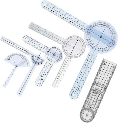 Goniometer Joint Range of Motion Protractor, 6 pcs/set Angle Medical Ruler Plastic. 12", 8", 6"/ 360 Degree, Finger Goniometer & 8'' Bone Goniometer. in Saudi Arabia