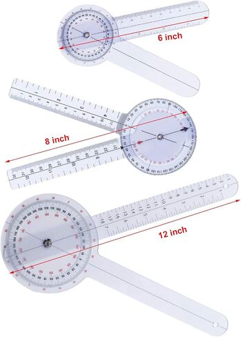 Goniometer Joint Range of Motion Protractor, 6 pcs/set Angle Medical Ruler Plastic. 12", 8", 6"/ 360 Degree, Finger Goniometer & 8'' Bone Goniometer. in Saudi Arabia