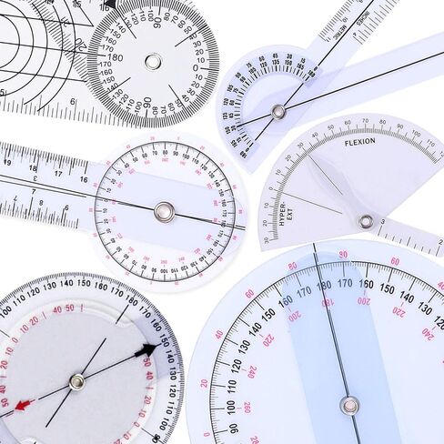 Goniometer Joint Range of Motion Protractor, 6 pcs/set Angle Medical Ruler Plastic. 12", 8", 6"/ 360 Degree, Finger Goniometer & 8'' Bone Goniometer. in Saudi Arabia