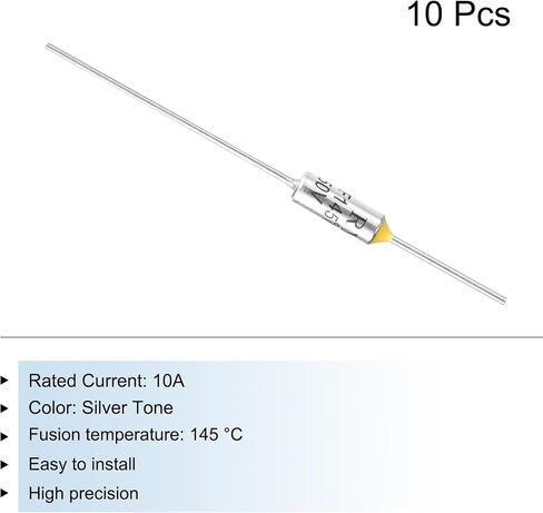 MECCANIXITY 10Pcs Metal Temperature Thermal Fuse RY145 145 °C 293 °F 10A 250V Cutoff Thermal Fuse for Motor Transformer Electric Industrial Home Appliance in Saudi Arabia