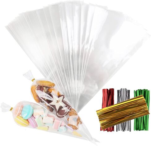 LOMIMOS Easter Cellophane Treat Bags,Rabbit Candy Cookie Packing Bags with Twist Ties, 90pcs in Saudi Arabia