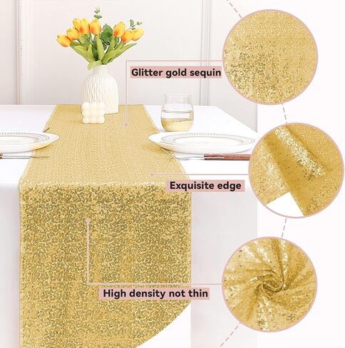 10 Packs 12 x 72 inches Sequin Table Runner, Glitter Rose Gold Table Runner for Birthday Party Supplies Wedding Holiday Celebration Event Decorations in Saudi Arabia