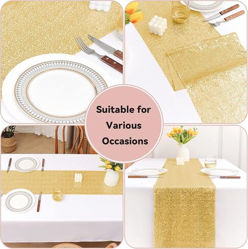 10 Packs 12 x 72 inches Sequin Table Runner, Glitter Rose Gold Table Runner for Birthday Party Supplies Wedding Holiday Celebration Event Decorations in Saudi Arabia