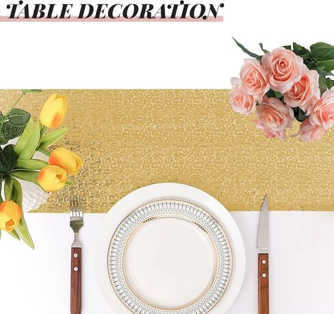 10 Packs 12 x 72 inches Sequin Table Runner, Glitter Rose Gold Table Runner for Birthday Party Supplies Wedding Holiday Celebration Event Decorations in Saudi Arabia